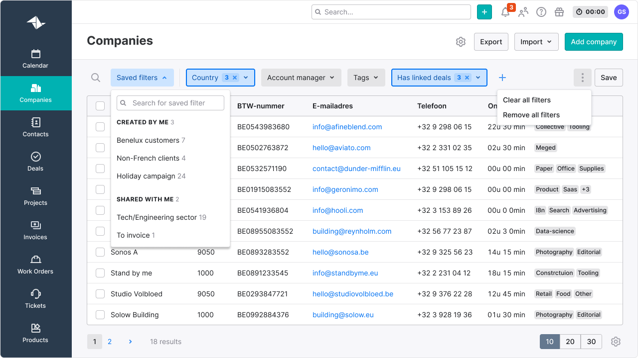 Filters result example